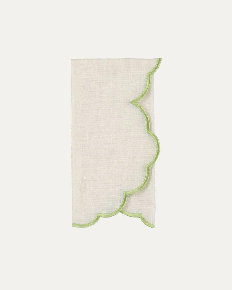 Iris Napkin, Ecru With Light Green - Aida Home Living