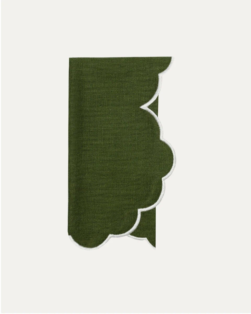 Iris Linen and Cotton Napkin Green & White - Mariaida Home