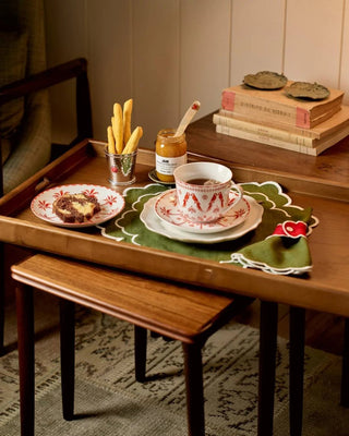 Iris Linen and Cotton Napkin Green & White