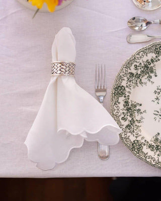 Wavy Linen and Cotton Napkin White on White