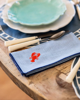 Blue Rolled with Red Lobster Napkin