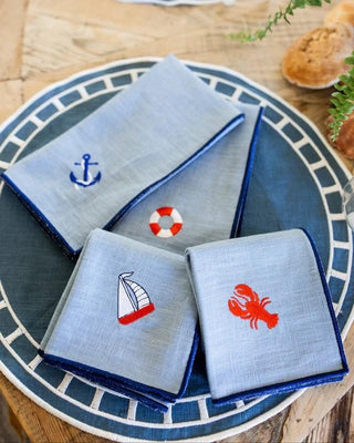 Blue Rolled with Red Lobster Napkin
