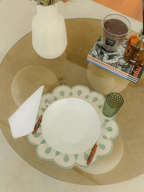 Gotas Beige with Green Placemat - Aida Home Living
