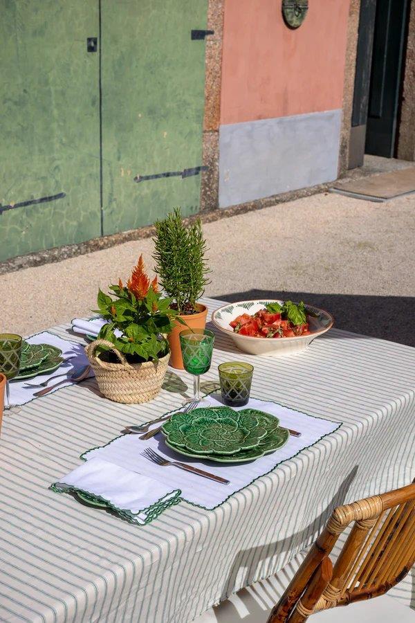 Melides White and Green Placemat - Aida Home Living