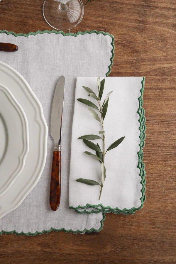 Melides White and Green Placemat - Aida Home Living