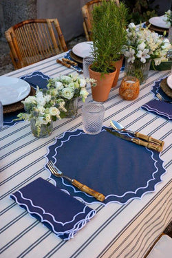 Navy Blue with White Placemat - Aida Home Living