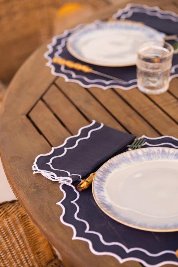 Navy Blue with White Placemat - Aida Home Living