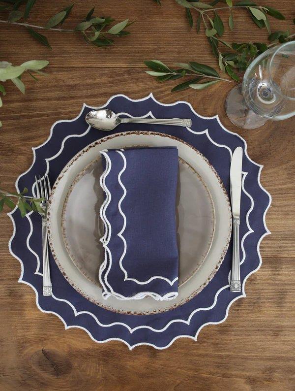 Navy Blue with White Placemat - Aida Home Living