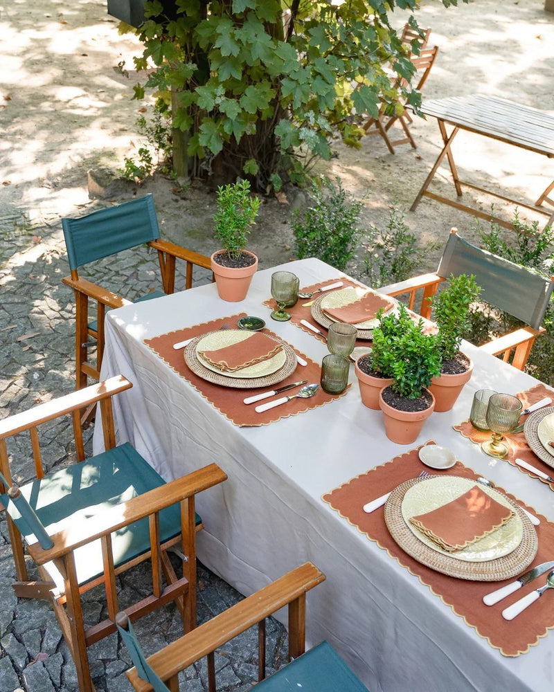 Aurora Linen and Cotton Placemat Terracotta & Yellow - Mariaida Home