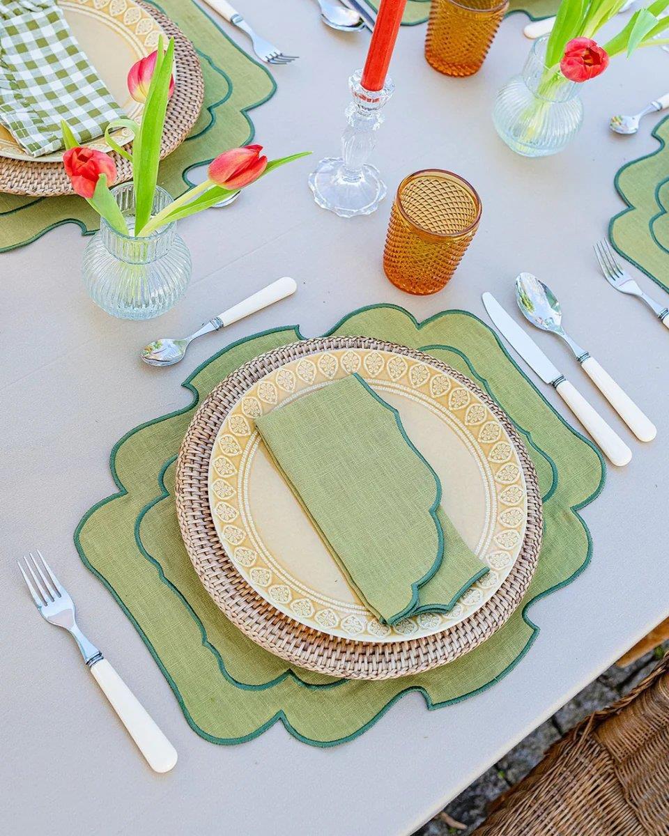 Belmonte Linen and Cotton Placemat Green & Green - Mariaida Home