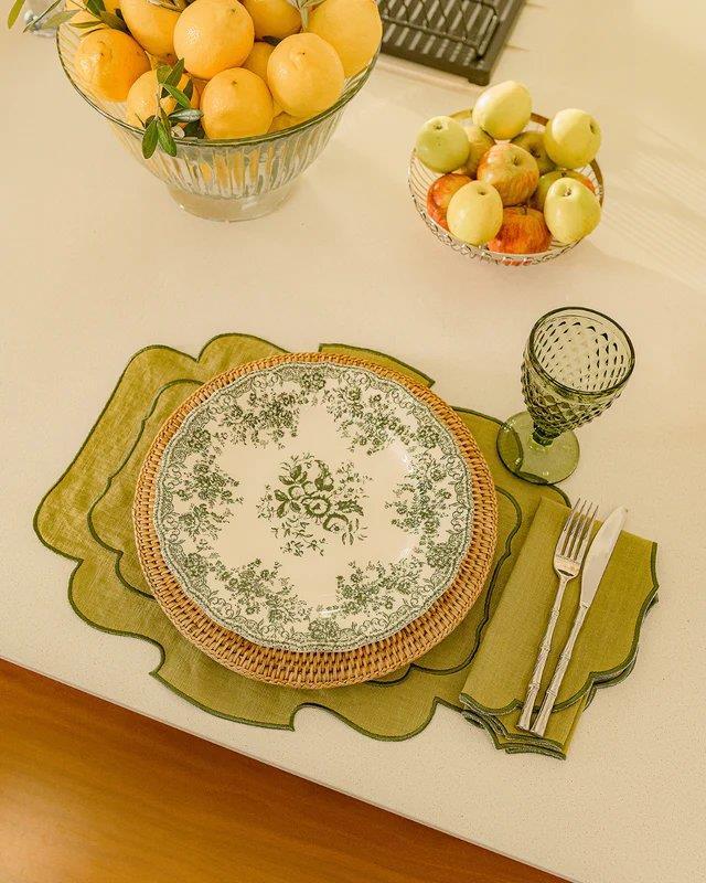 Belmonte Linen and Cotton Placemat Green & Green - Mariaida Home