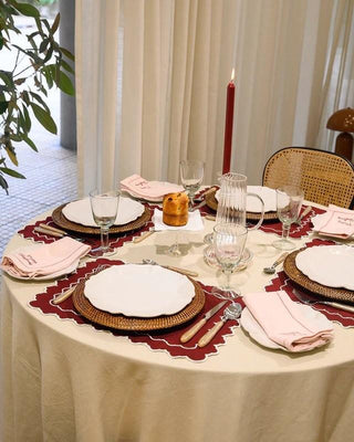 Esmeralda Tischset Bordeaux mit Weiß