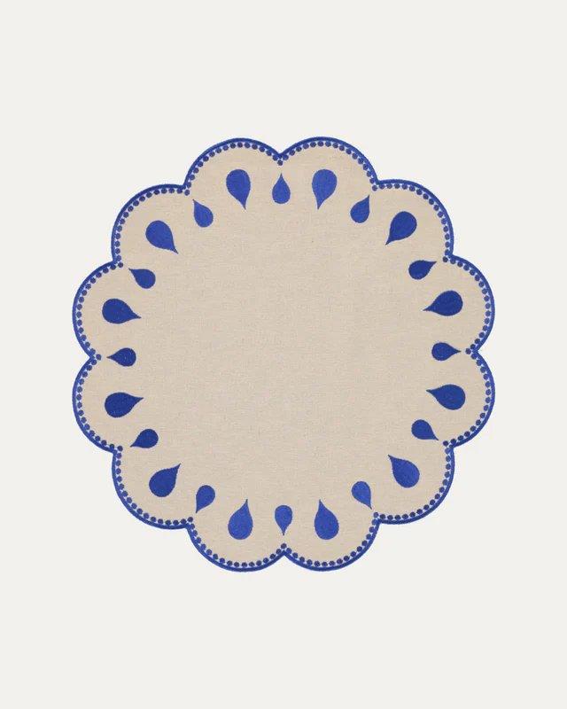 Drops, Beige With Blue Placemat - Aida Home Living