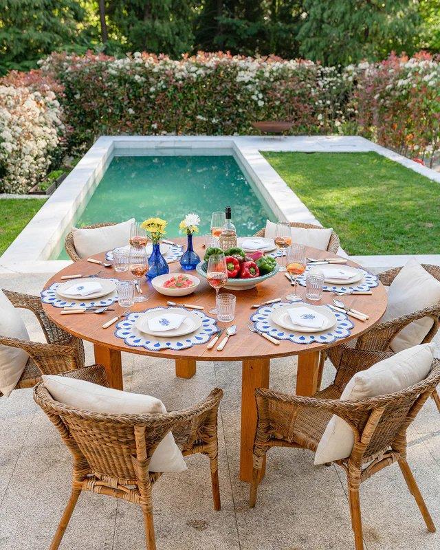 Drops Linen and Cotton Placemat Beige & Blue - Mariaida Home
