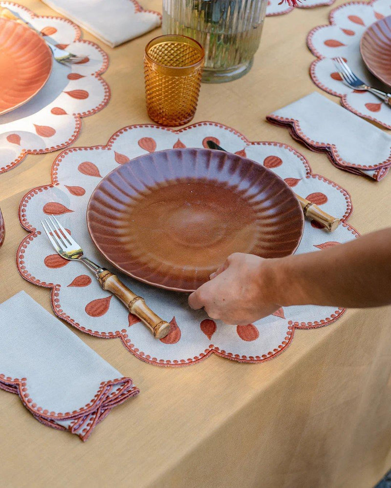 Drops Beige with Terracota Placemat - Aida Home Living