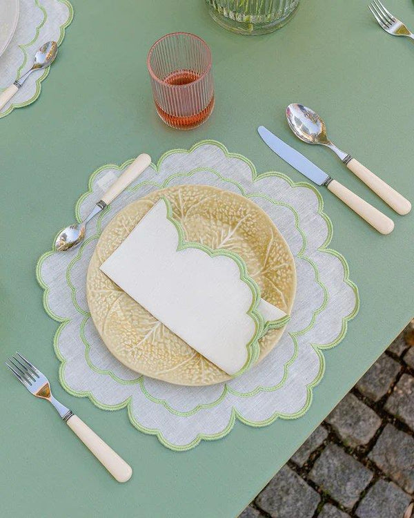 Iris, Raw With Light Green Placemat - Aida Home Living