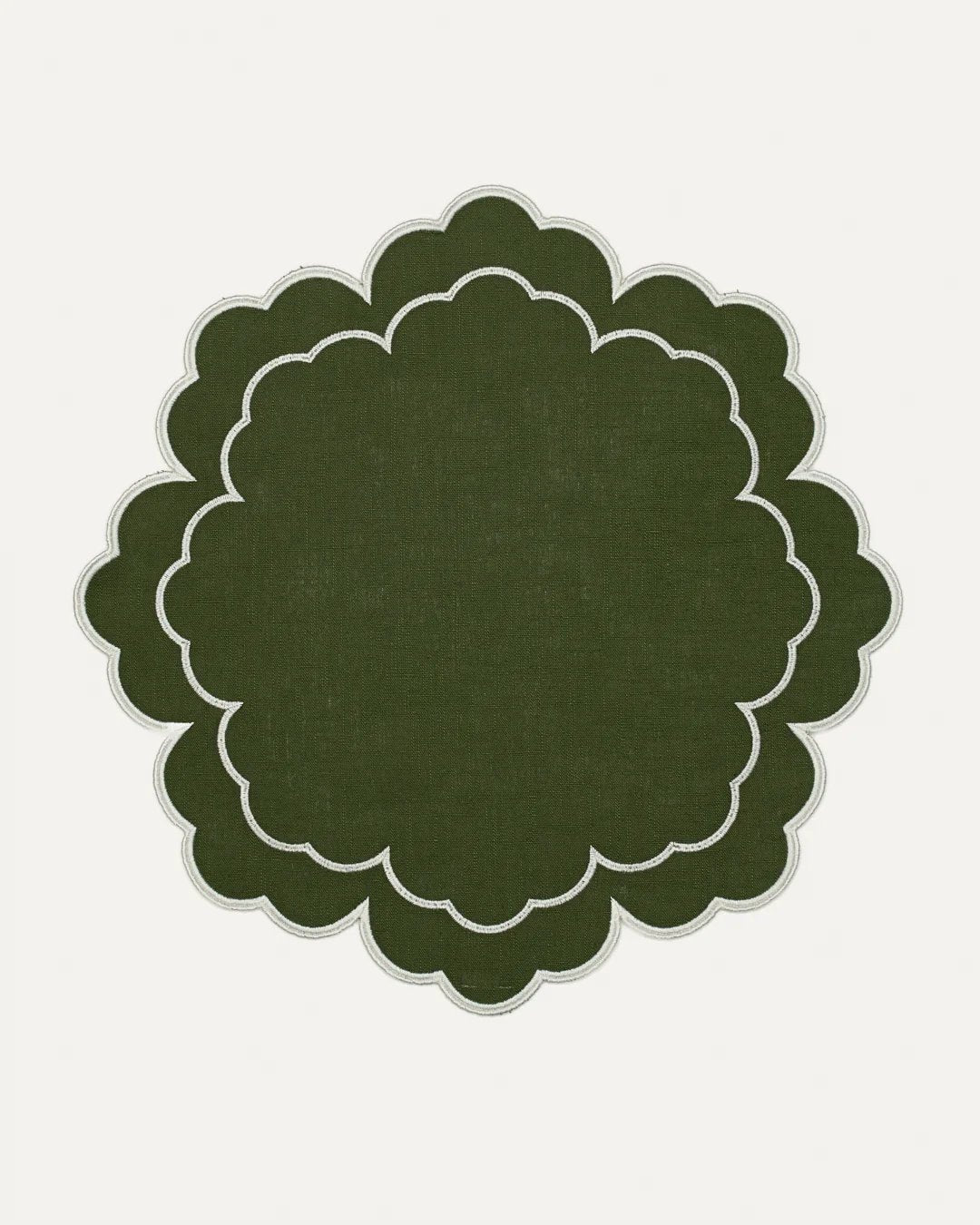 Iris Linen and Cotton Placemat Green & White - Mariaida Home