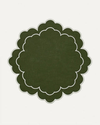 Iris Linen and Cotton Placemat Green & White