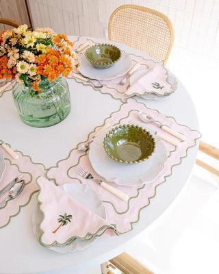 Wavy Baby Pink with Green Placemat
