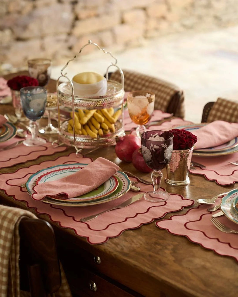 Wavy Linen and Cotton Placemat Salmon & Red - Mariaida Home