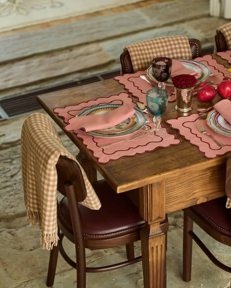 Wavy Linen and Cotton Placemat Salmon & Red - Mariaida Home