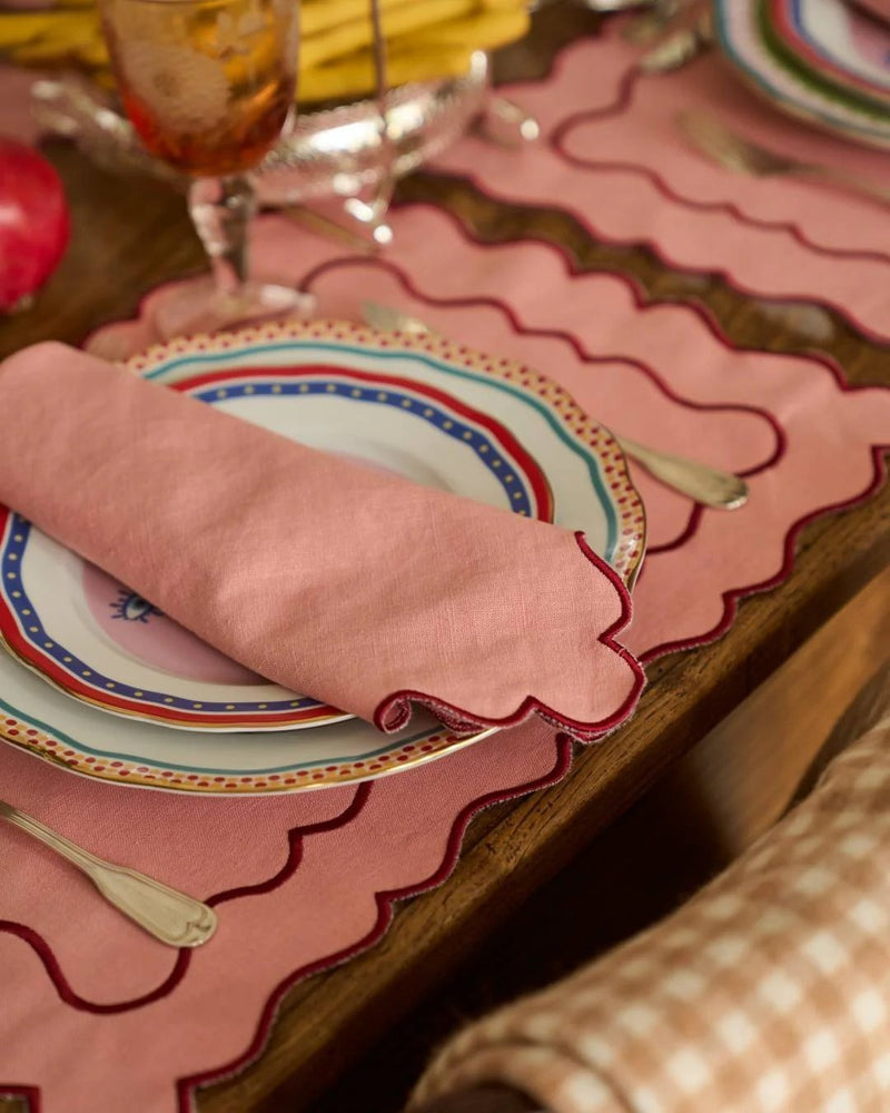 Wavy Linen and Cotton Placemat Salmon & Red - Mariaida Home