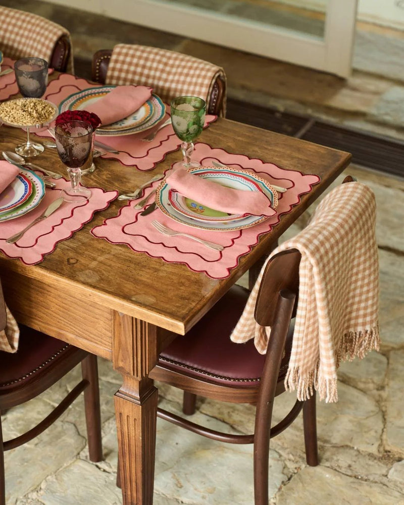 Wavy Linen and Cotton Placemat Salmon & Red - Mariaida Home