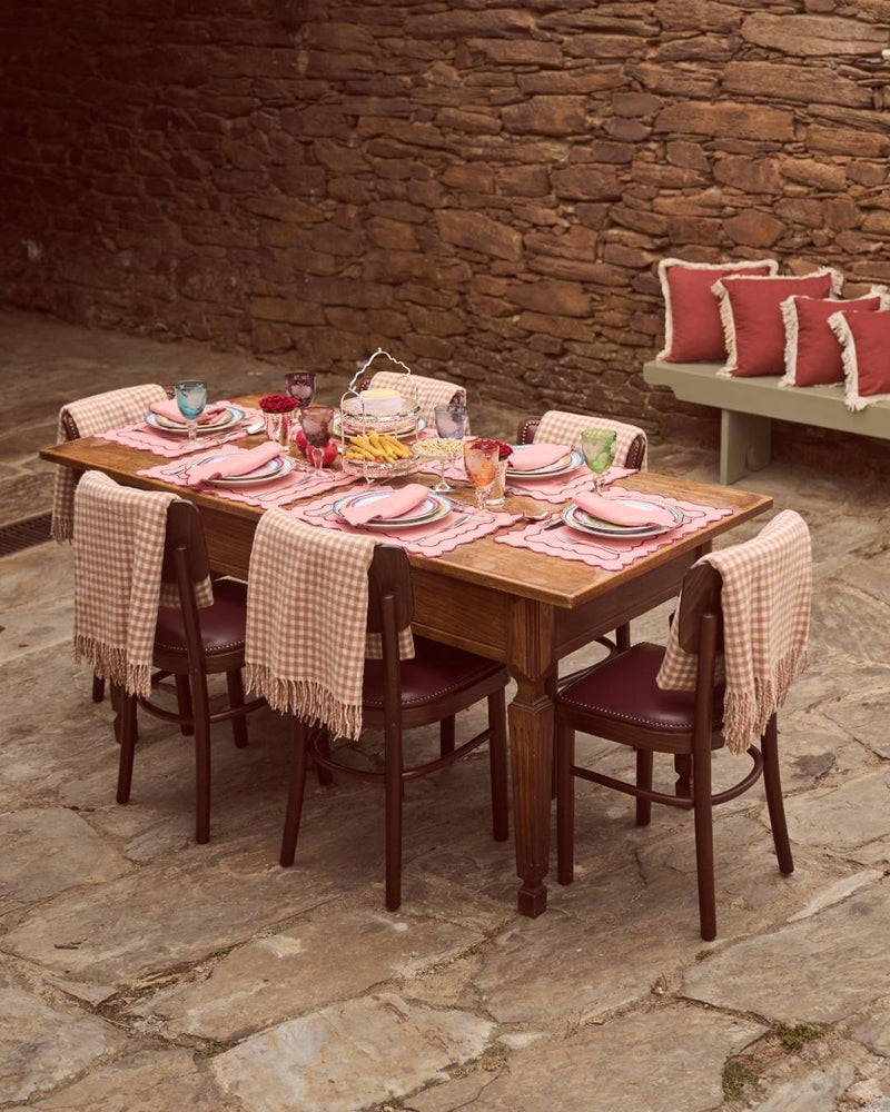 Wavy Linen and Cotton Placemat Salmon & Red - Mariaida Home