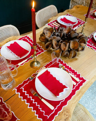 Vila Linen and Cotton Placemat Red & White