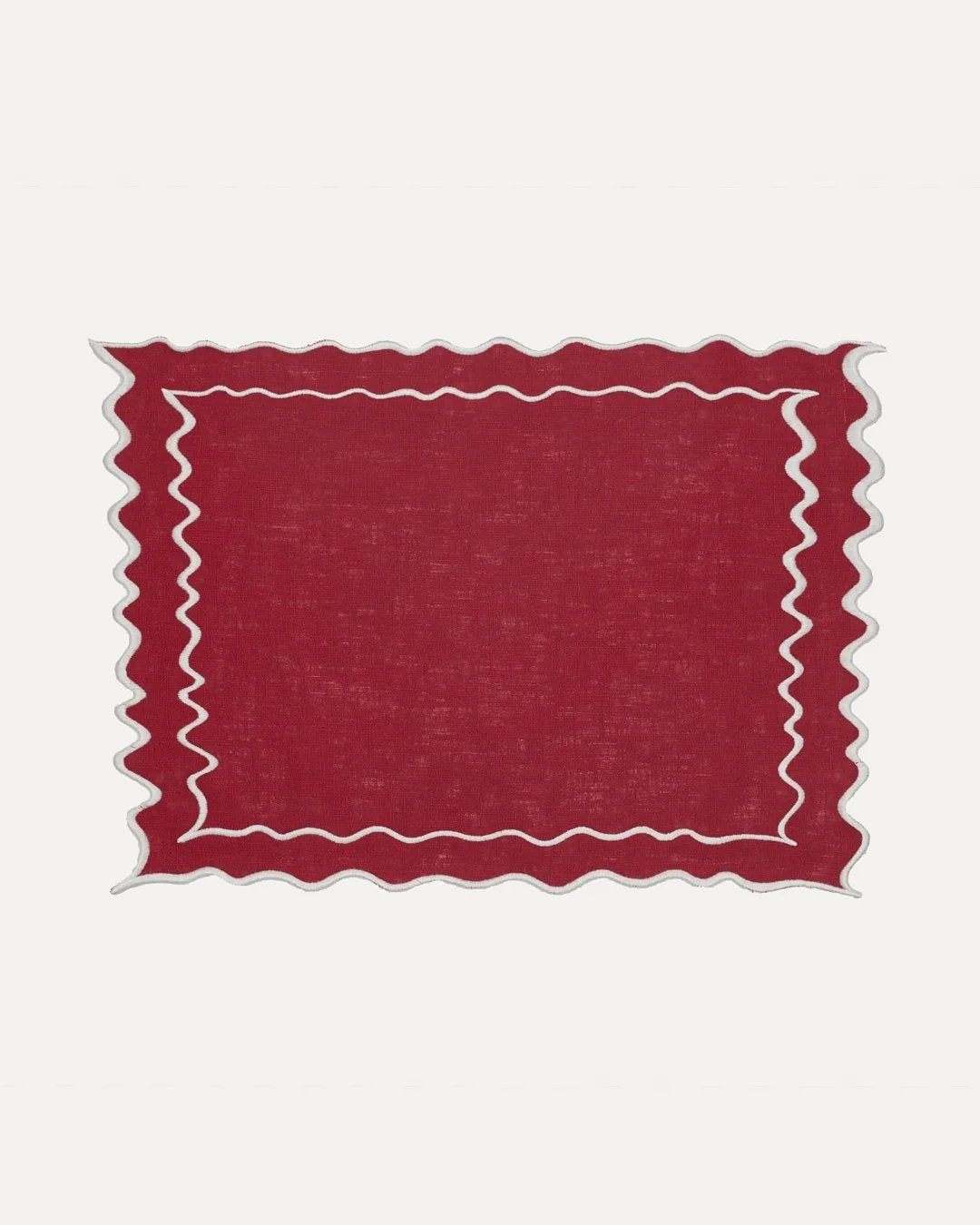 Vila Linen and Cotton Placemat Red & White - Mariaida Home