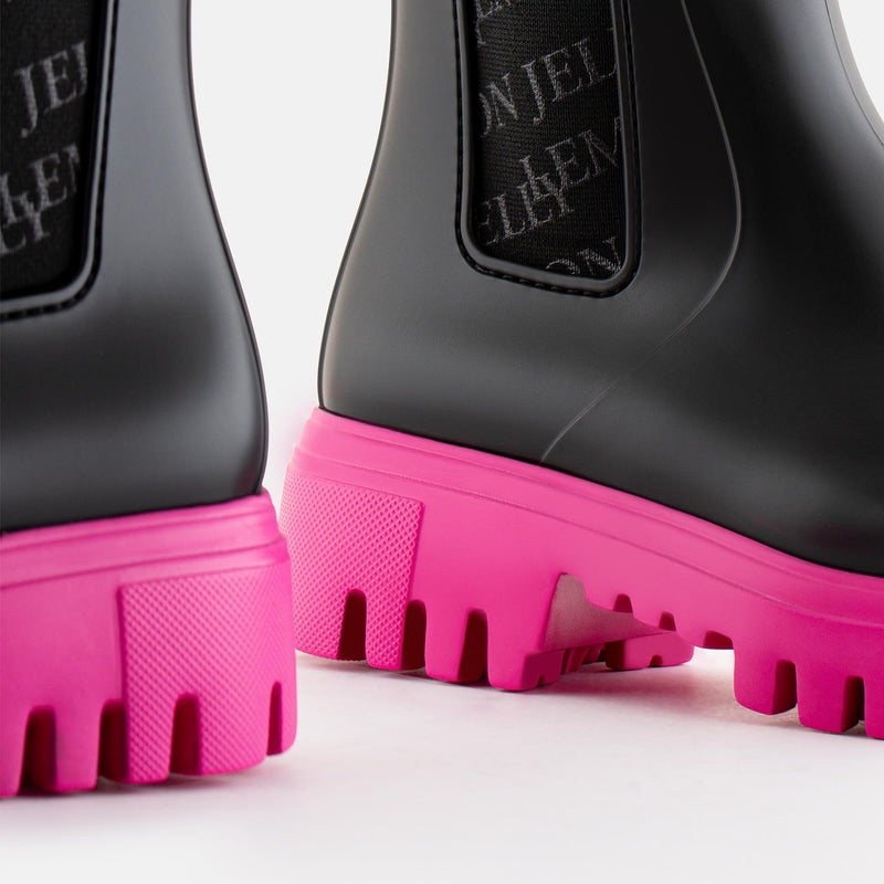 KATHERINE 01 Vegan Mid Calf Black/Pink Boots - Lemon Jelly