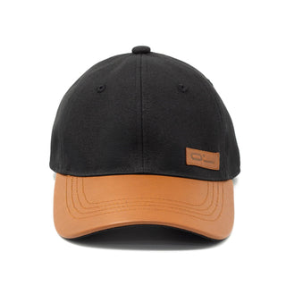 Leather Cap Canvas Black