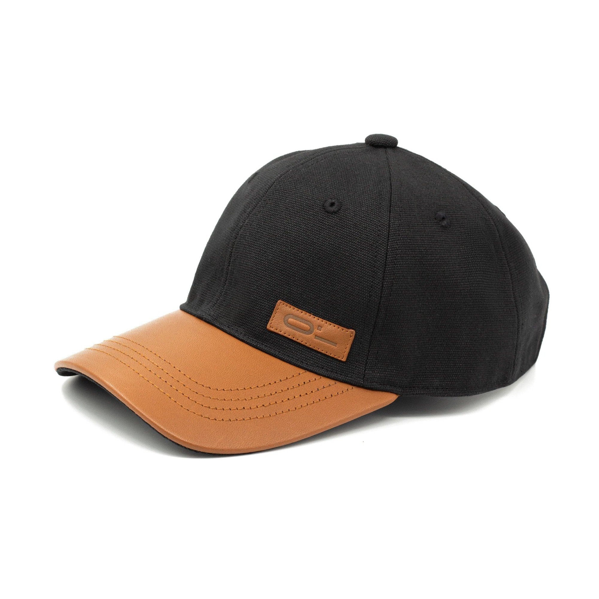 Leather Cap Canvas Black