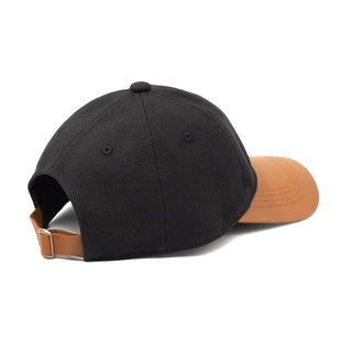 Leather Cap Canvas Black