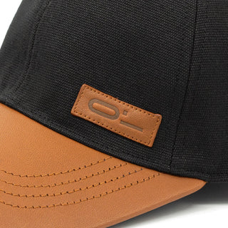 Leather Cap Canvas Black