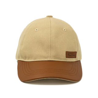 Leather Cap Canvas Beige