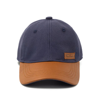 Leather Cap Canvas Petrol Blue