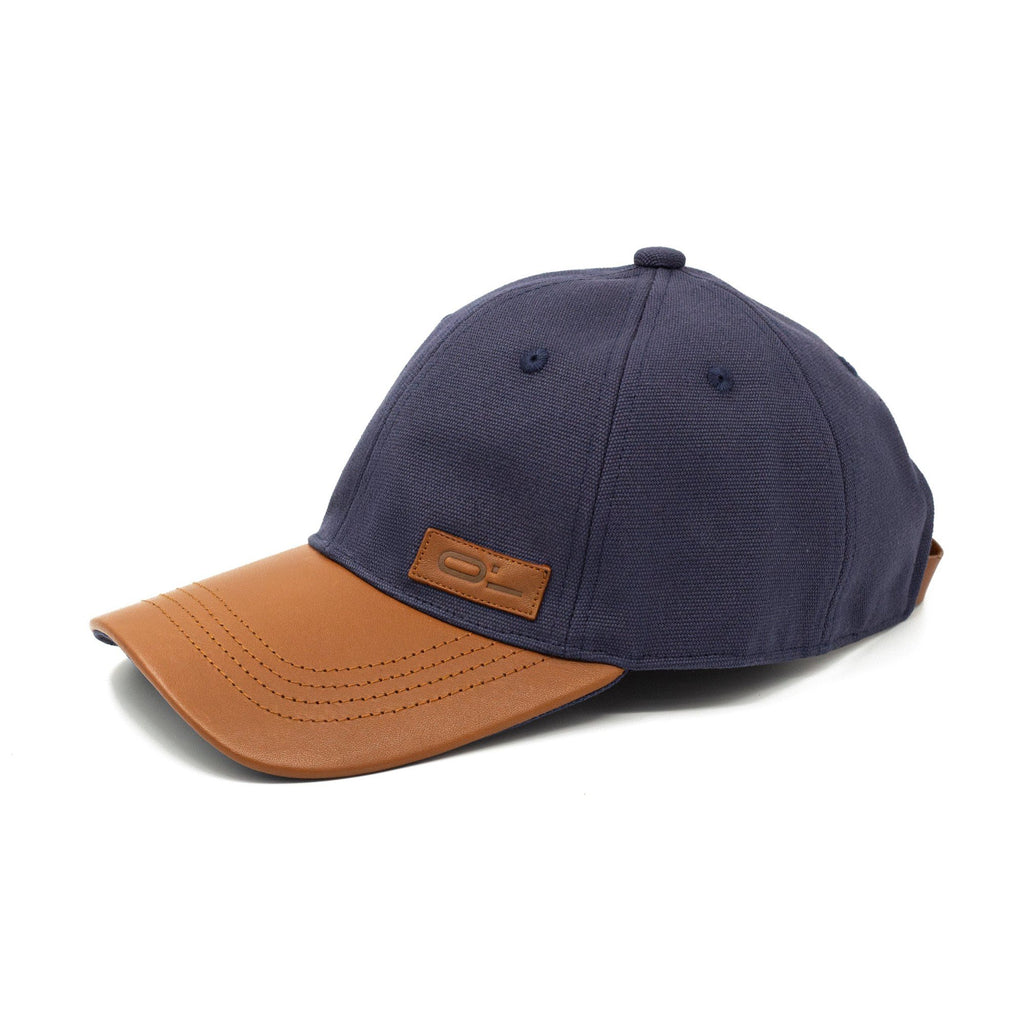 Leather Cap Canvas Petrol Blue
