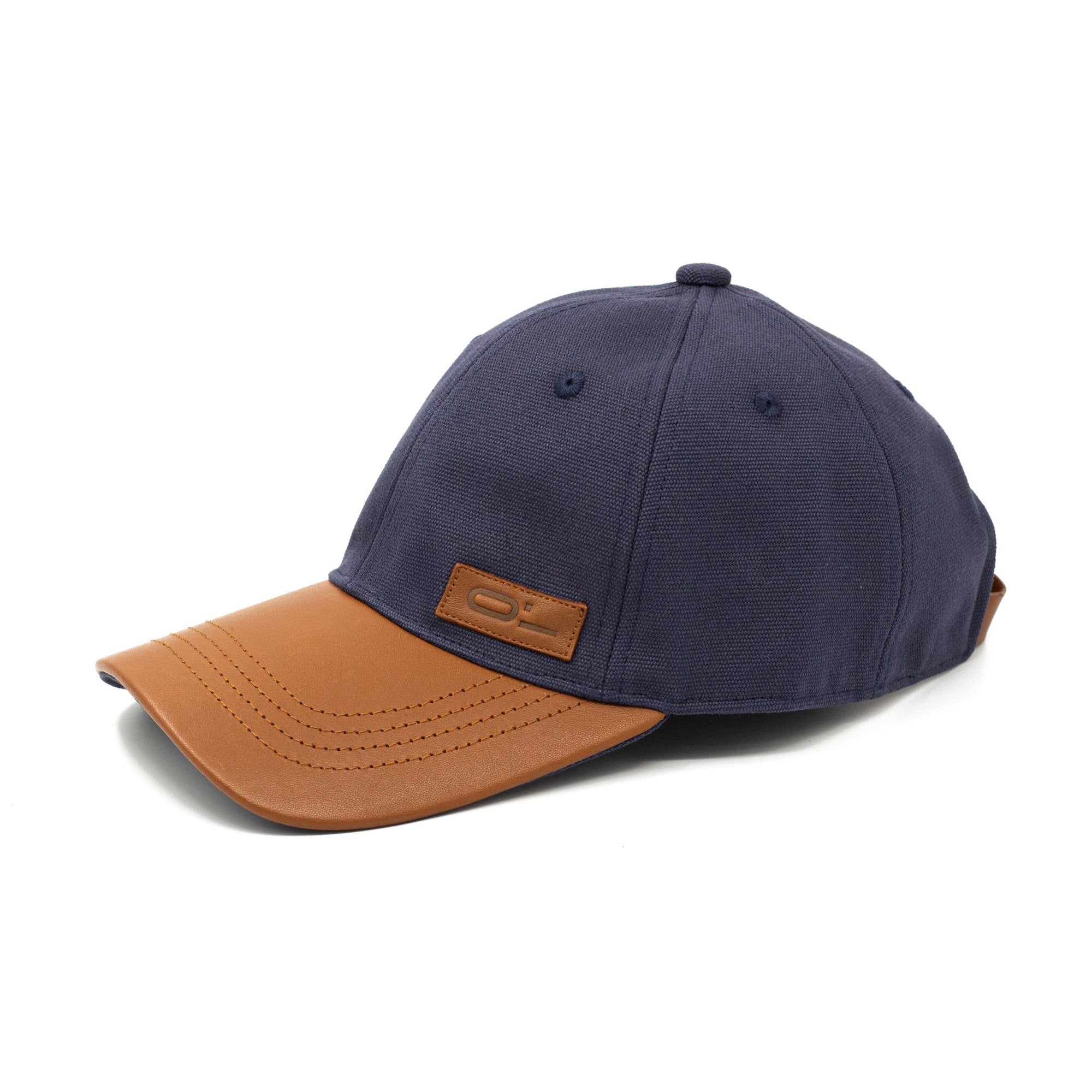 Leather Cap Canvas Petrol Blue