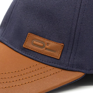 Leather Cap Canvas Petrol Blue