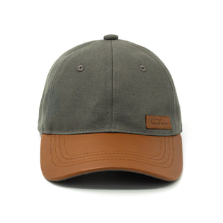 Leather Cap Canvas Grey
