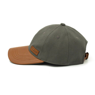 Leather Cap Canvas Grey