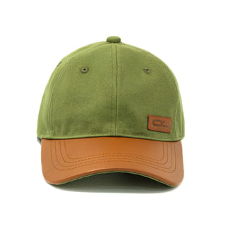 Leather Cap Canvas Light Olive