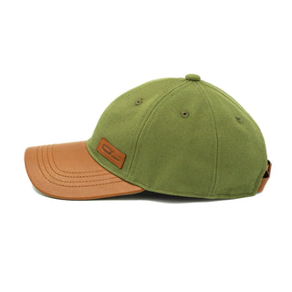 Leather Cap Canvas Light Olive