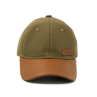 Leather Cap Canvas Olive Brown
