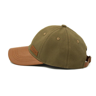 Leather Cap Canvas Olive Brown