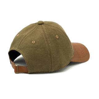 Leather Cap Canvas Olive Brown