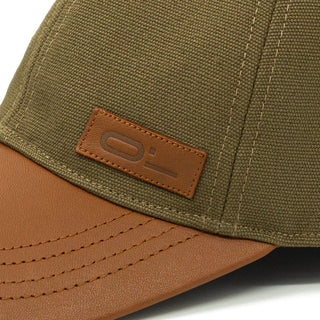 Leather Cap Canvas Olive Brown