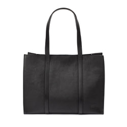 Black Leather Large Tote Bag - Broolls