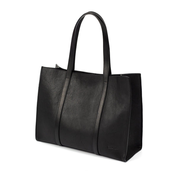 Black Leather Large Tote Bag - Broolls